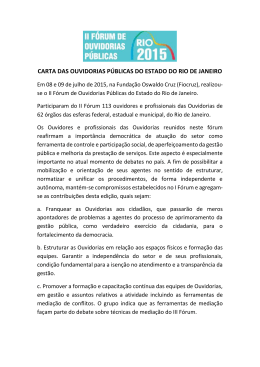 Leia a Carta das Ouvidorias Públicas do Estado do Rio de Janeiro