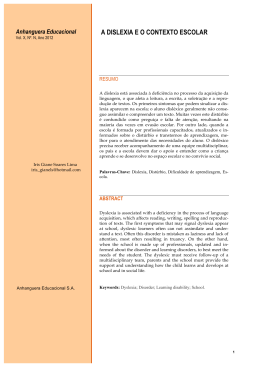 A DISLEXIA E O CONTEXTO ESCOLAR