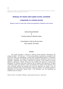 Bullying: Um estudo sobre papéis sociais, ansiedade e depressão