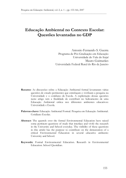 Educa&ccedil;&atilde;o Ambiental no Contexto Escolar