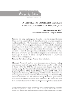 A leitura no contexto escolar: Realidade passiva de mudan&ccedil;as?