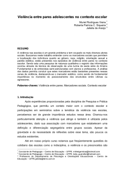 Viol&ecirc;ncia entre pares adolescentes no contexto escolar