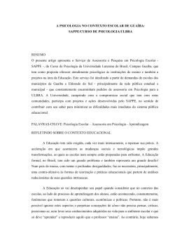 A PSICOLOGIA NO CONTEXTO ESCOLAR DE GUA&Iacute;BA