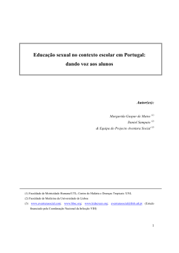 Educa&ccedil;&atilde;o sexual no contexto escolar em Portugal