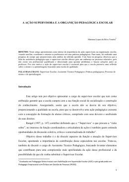 a ação supervisora e a organição pedagógica escolar