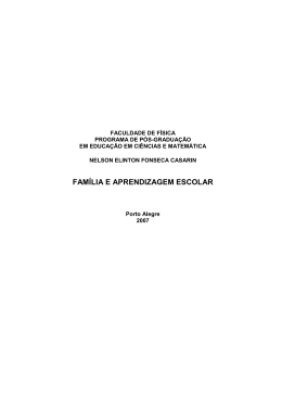 FAM&Iacute;LIA E APRENDIZAGEM ESCOLAR