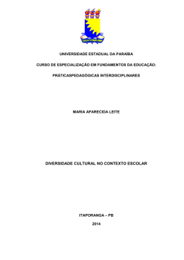 DIVERSIDADE CULTURAL NO CONTEXTO ESCOLAR