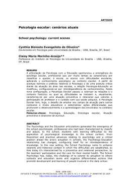 Psicologia escolar: cen&aacute;rios atuais