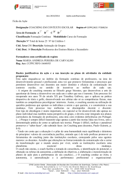 Ficha da A&ccedil;&atilde;o Designa&ccedil;&atilde;o COACHING EM CONTEXTO ESCOLAR