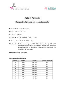 A&ccedil;&atilde;o de Forma&ccedil;&atilde;o Dan&ccedil;as tradicionais em contexto escolar