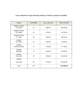 Valor estimado do Preg&atilde;o Eletr&ocirc;nico 59.2013