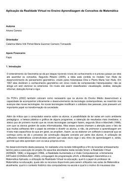 Aplica&ccedil;&atilde;o da Realidade Virtual no Ensino Aprendizagem