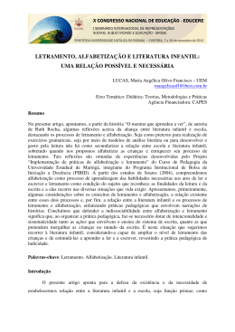 LETRAMENTO, ALFABETIZA&Ccedil;&Atilde;O E LITERATURA INFANTIL: UMA