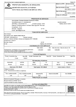 ` SECRETARIA MUNICIPAL DA FAZENDA Data da emissão da nota
