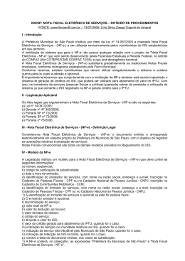 ISS/SP: NOTA FISCAL ELETR&Ocirc;NICA DE SERVI&Ccedil;OS &ndash; ROTEIRO
