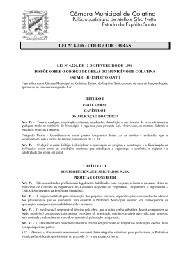 LEI N&ordm; 4.226 - C&Oacute;DIGO DE OBRAS - Prefeitura Municipal de Colatina