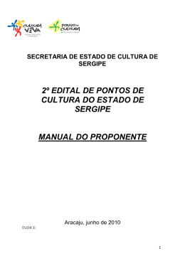 2&ordm; EDITAL DE PONTOS DE CULTURA DO ESTADO DE SERGIPE