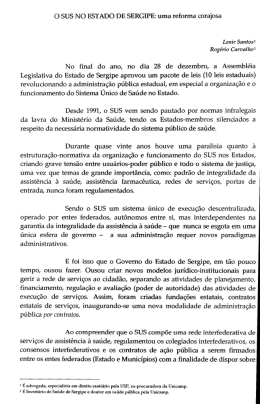 O SUS NO ESTADO DE SERGIPE: uma reforma corajosa
