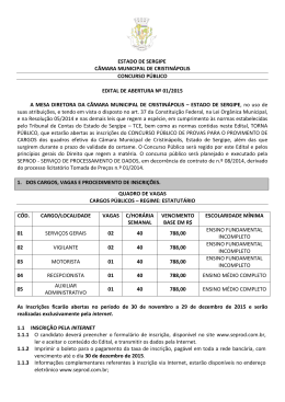 ESTADO DE SERGIPE CÂMARA MUNICIPAL DE