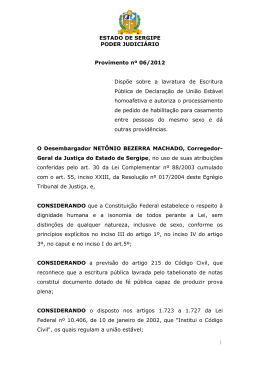 ESTADO DE SERGIPE PODER JUDICIÁRIO 1 Provimento nº 06