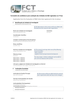 Formulário de candidatura para avaliação das Unidades de I&D