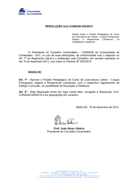 Resolu&ccedil;&atilde;o UnC - CONSUN 055/2013 PPC do curso de Letras