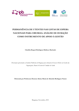 permanência de utentes nas listas de espera nacionais para cirurgia
