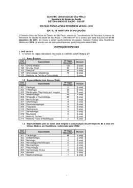 Edital Resid&ecirc;ncia M&eacute;dica 2015 - Hospital de C&acirc;ncer de Barretos