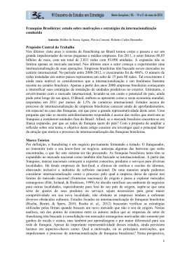 Franquias Brasileiras: estudo sobre motiva&ccedil;&otilde;es e estrat&eacute;gias da