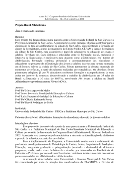 Projeto Brasil Alfabetizado - Universidade Federal de Minas Gerais