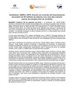 SunEdison, EBRD e OPIC fecham um contrato de financiamento de