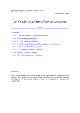 Lei Org&acirc;nica do Munic&iacute;pio de Araruama