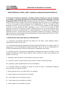 Edital de Retifica&ccedil;&atilde;o n.&ordm; 02 - Promo&ccedil;&otilde;es da PC-PB - 2014 - SSPC-PB