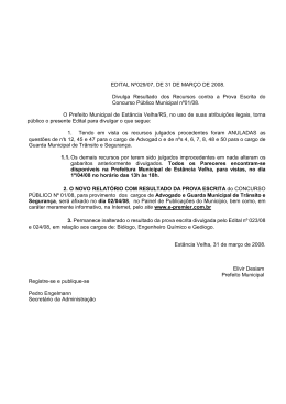 EDITAL Nº029/07, DE 31 DE MARÇO DE 2008. Divulga Resultado