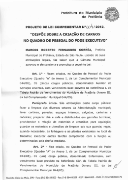 &ldquo;DISP&Otilde;E SOBRE A cRIA&ccedil;&Atilde;D DE cARGoS No QUADRO DE