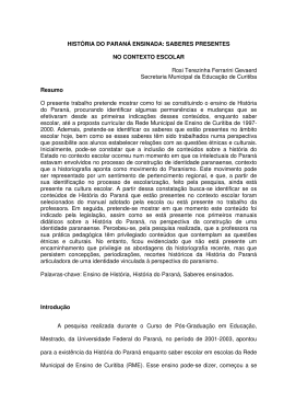 HIST&Oacute;RIA DO PARAN&Aacute; ENSINADA: SABERES