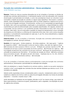 Dura&ccedil;&atilde;o dos contratos administrativos