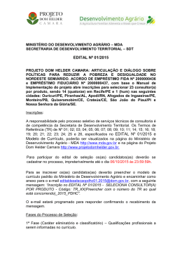 EDITAL N&ordm; 01/2015 - Minist&eacute;rio do Desenvolvimento Agr&aacute;rio