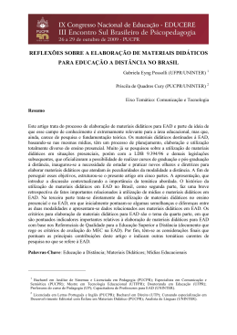 reflexões sobre a elaboração de materiais didáticos para