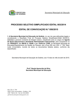 Edital de Convocação n° 050/2015 - Agente de Apoio Educacional