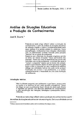 Analise de Situa&ccedil;&otilde;es Educativas e Produ&ccedil;&atilde;o de