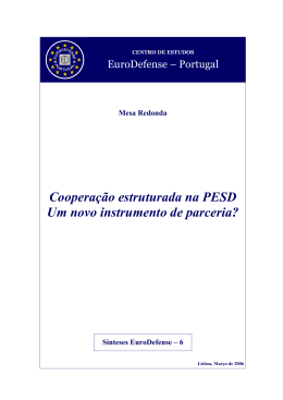 Cooperação estruturada na PESD Um novo instrumento de parceria?