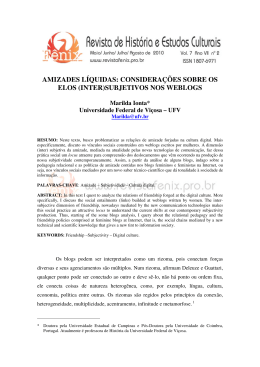 amizades l&iacute;quidas - F&Ecirc;NIX - Revista de Hist&oacute;ria e Estudos Culturais