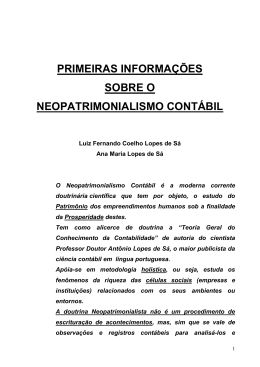 Primeiras informa&ccedil;&otilde;es sobre o Neopatrimonialismo