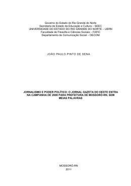 Jornalismo e Poder Pol&iacute;tico: O Jornal Gazeta do Oeste entra