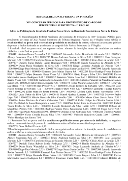 1 TRIBUNAL REGIONAL FEDERAL DA 1&ordf; REGI&Atilde;O