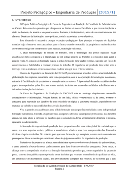 Projeto Pedag&oacute;gico &ndash; Engenharia de Produ&ccedil;&atilde;o
