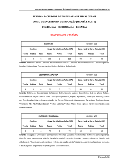 Disciplinas Periodização Ementas