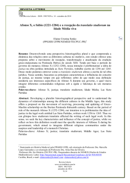 Afonso X, o S&aacute;bio (1221-1284) e a recep&ccedil;&atilde;o da translatio studiorum