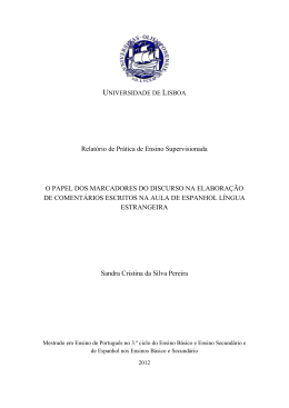 Relatório de Prática de Ensino Supervisionada O PAPEL DOS